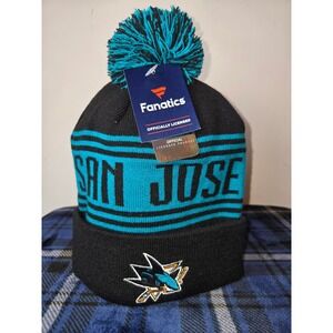 Fanatics San Jose Sharks Enforcer Beanie Hat Black Blue NWT